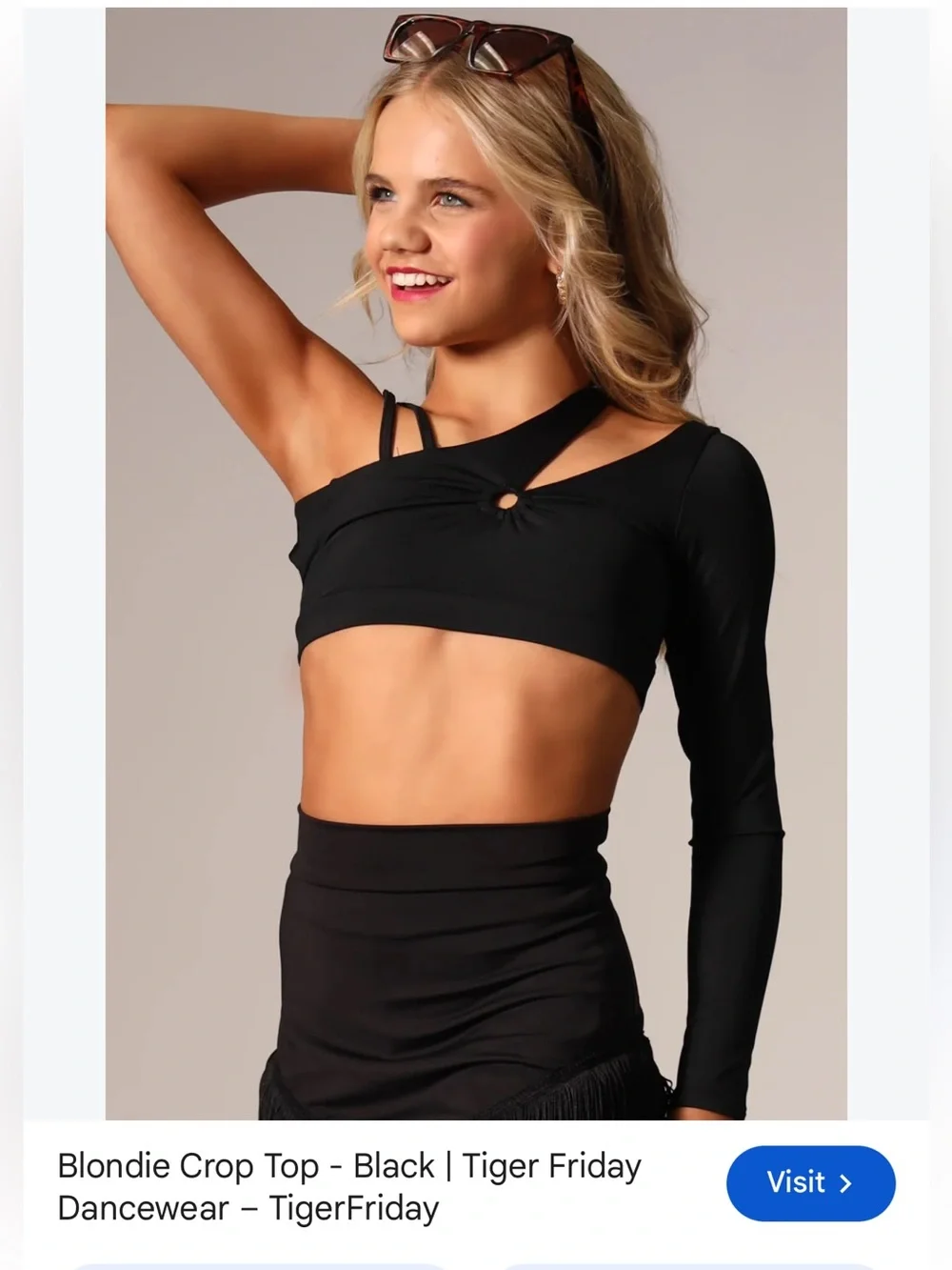 Tiger Friday Blondie Crop Top Black One-Shoulder Cutout size girls medium